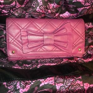 Betsey Johnson pink vegan leather wallet with bow